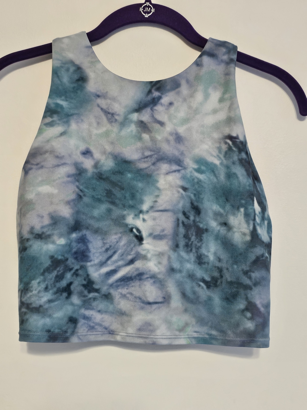 Athleta Teal and Light Blue Tie-Dye Cropped Tank